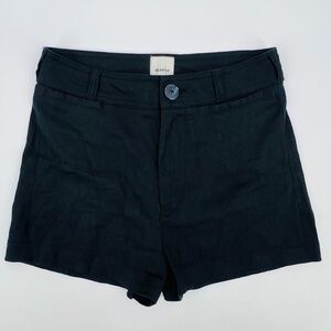 Maeve Ettie Micro Mini Linen Blend Shorts 25 Black Pitched High Rise Stretch